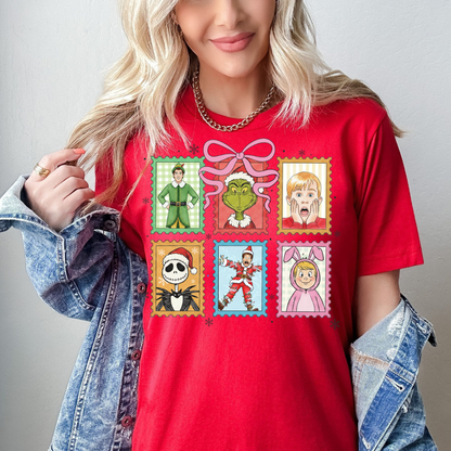 Christmas Stamps Adult Graphic T-Shirt