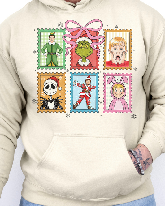 Christmas Stamps Adult Graphic Hoodie