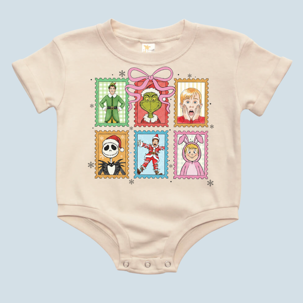 Christmas Stamps Baby Bubble Romper