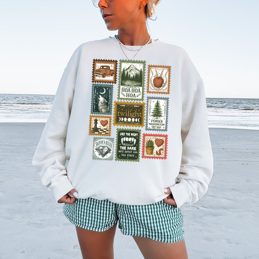 City Of Forks Washington Stamps Twilight Adult Graphic Crewneck Pullover