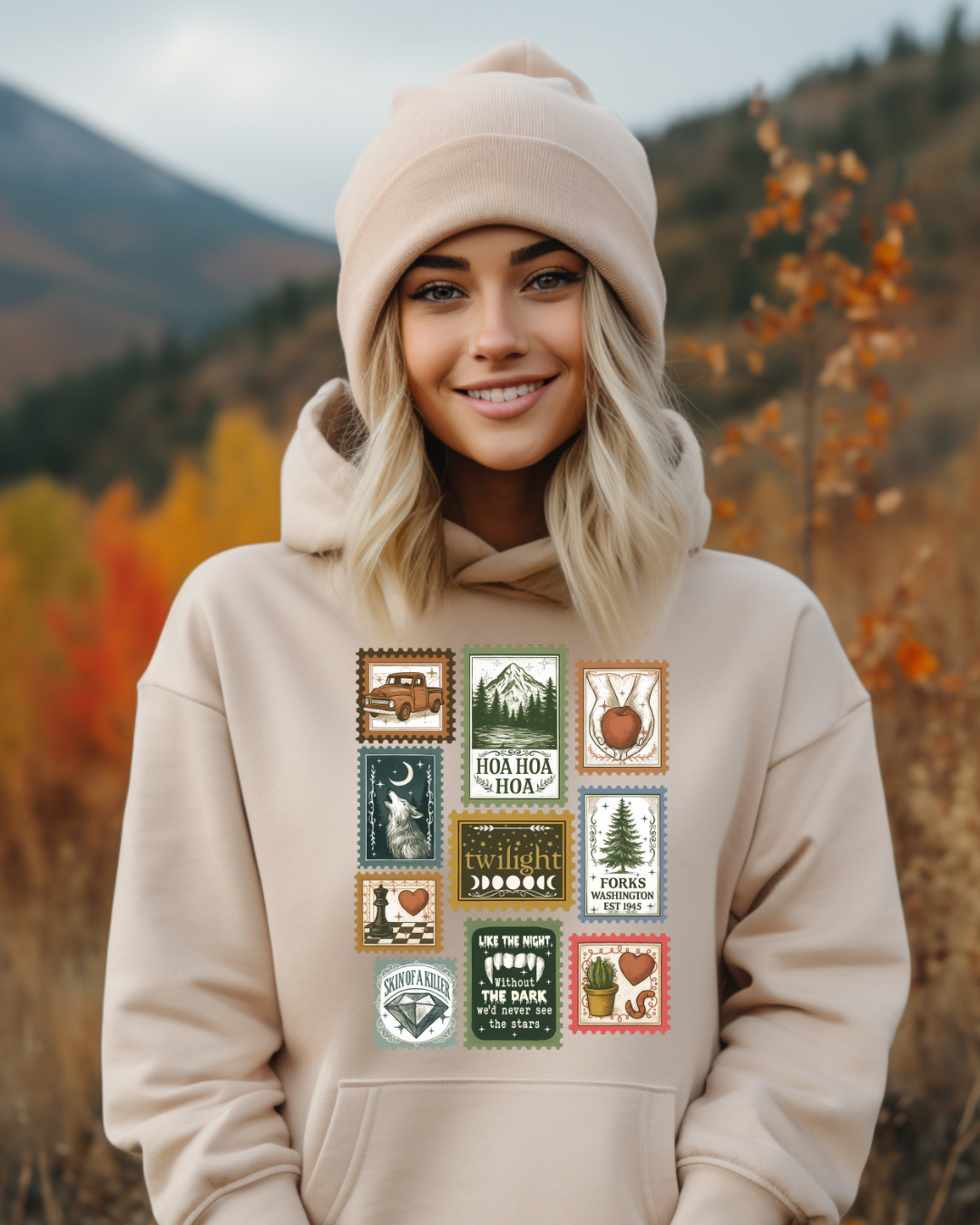 City Of Forks Washington Stamps Twilight  Adult Graphic Hoodie