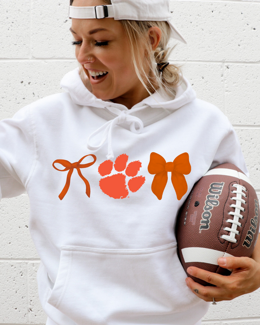 Clemson Tigers Bows ORANGE Adult Graphic Hoodie (ORANGE)