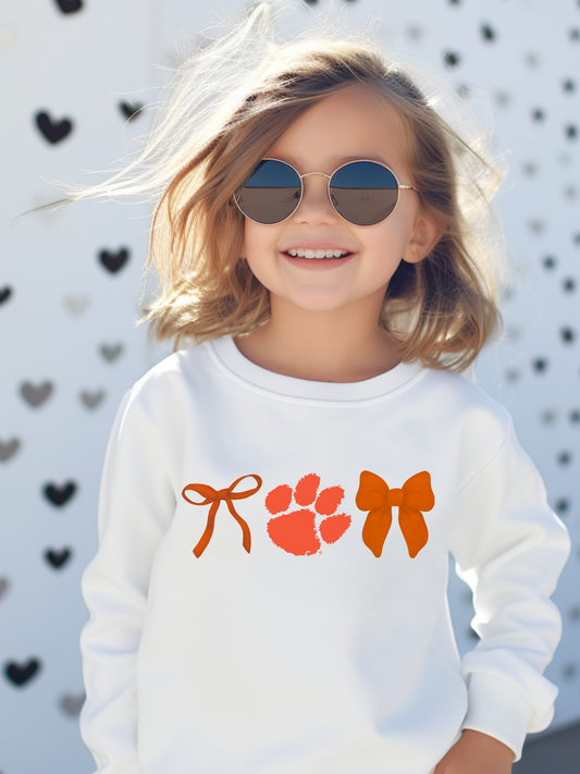 Clemson Tigers Bows ORANGE Youth Graphic Sweatshirt (ORANGE)