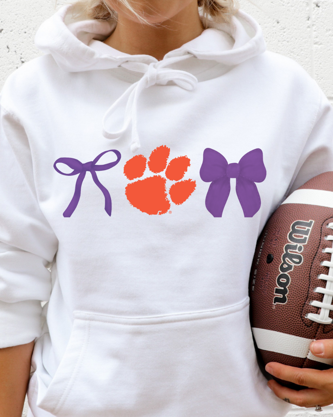 Clemson Tigers Bows PURPLE Adult Graphic Hoodie (PURPLE)