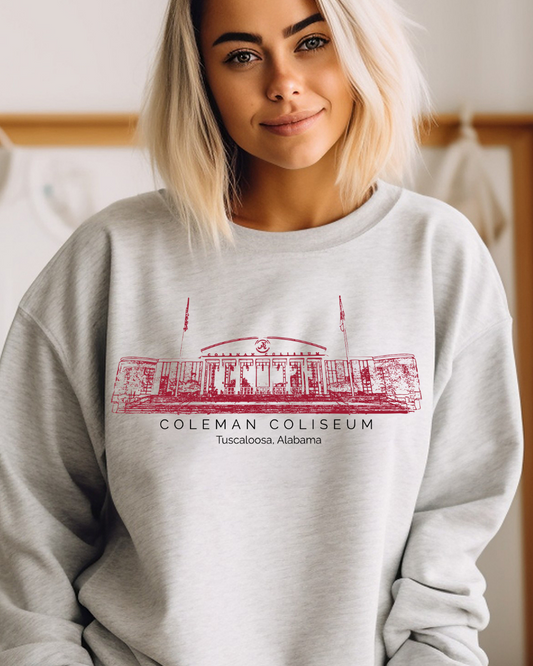 Coleman Coliseum Alabama Basketball Adult Graphic Crewneck Pullover