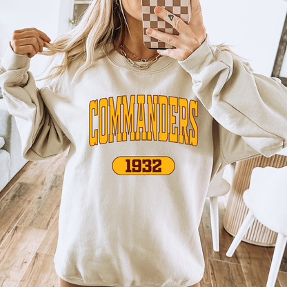 Commanders Varsity Gold Adult Graphic Crewneck Pullover
