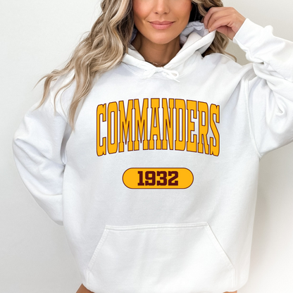 Commanders Varsity Gold Adult Graphic Hoodie