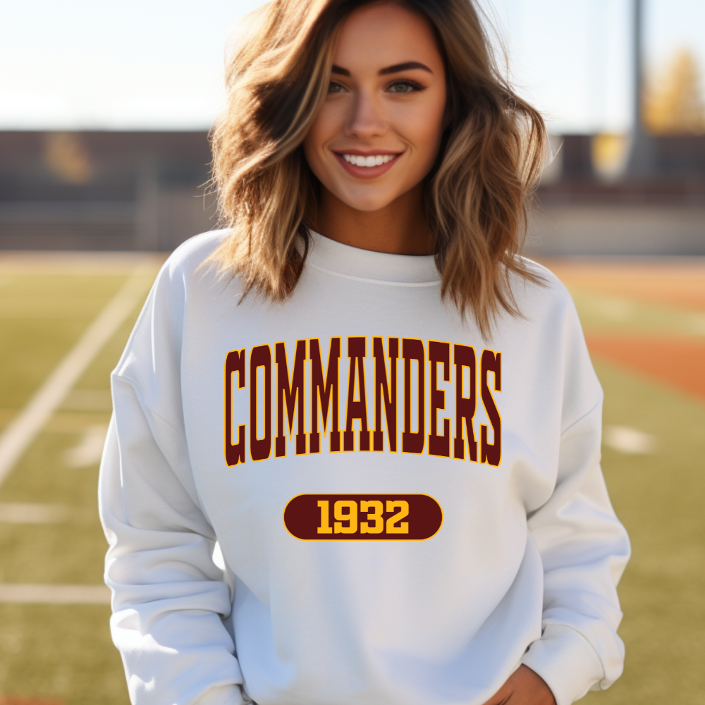 Commanders Varsity Maroon Adult Graphic Crewneck Pullover