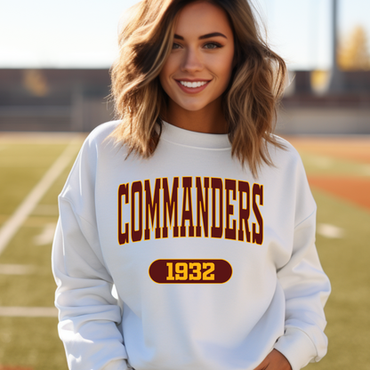 Commanders Varsity Maroon Adult Graphic Crewneck Pullover