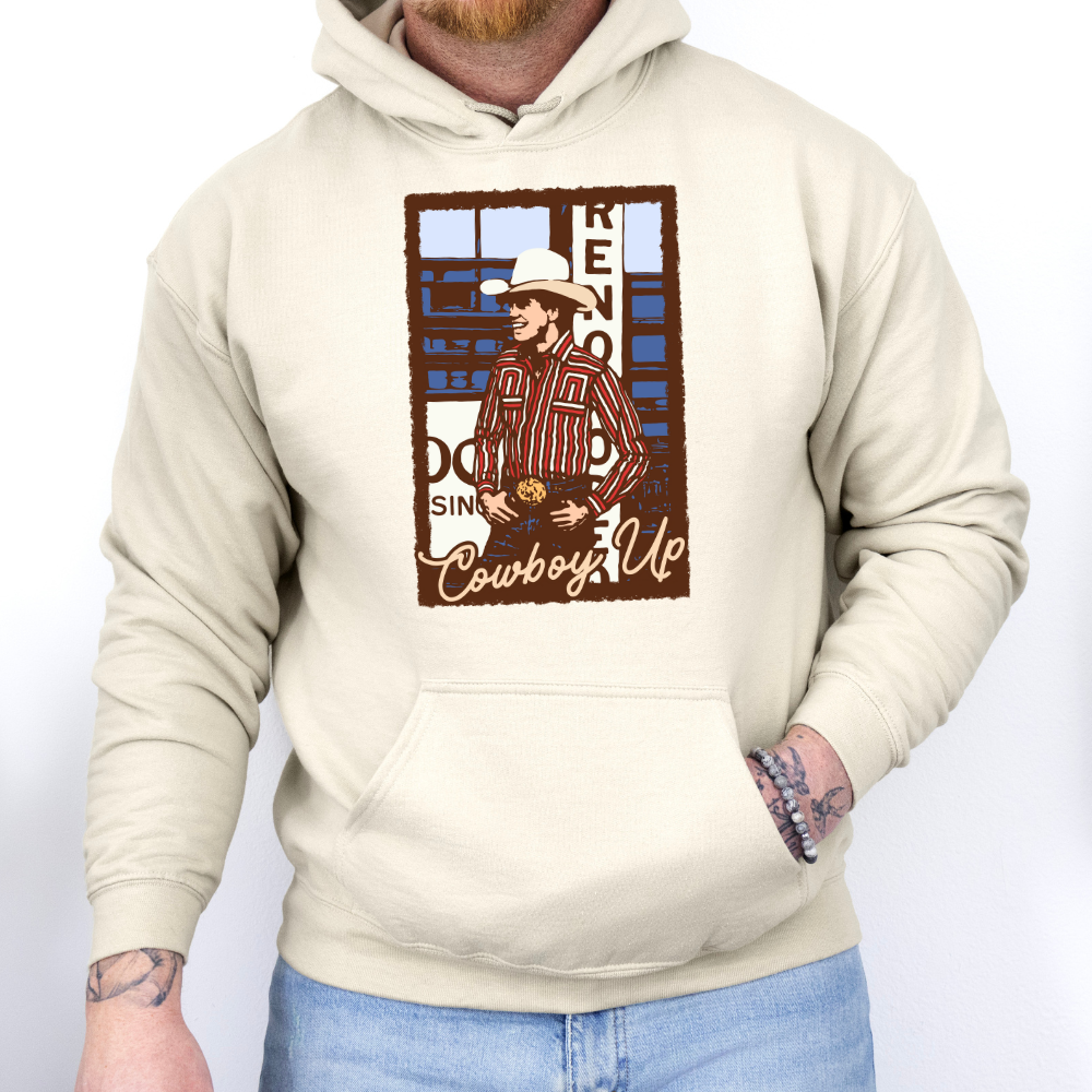 Cowboy Up Western Adult Graphic Hoodie