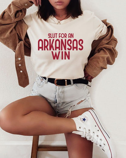 Slut For An Arkansas Win Adult Tee (RED)