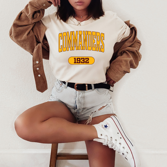 Commanders Varsity Gold Adult Graphic Tee