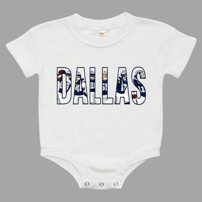 DALLAS Outline Football Players Baby Bubble Romper