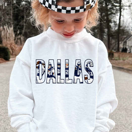 DALLAS Outline Football Toddler Graphic Sweatshirt