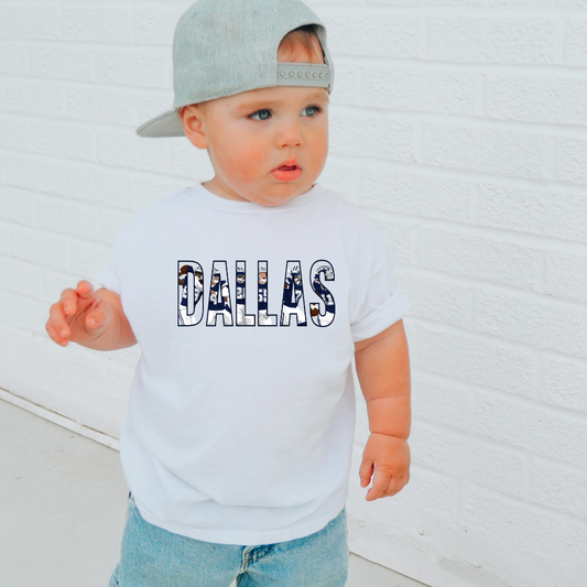 DALLAS Outline Football Players Toddler Graphic Tee