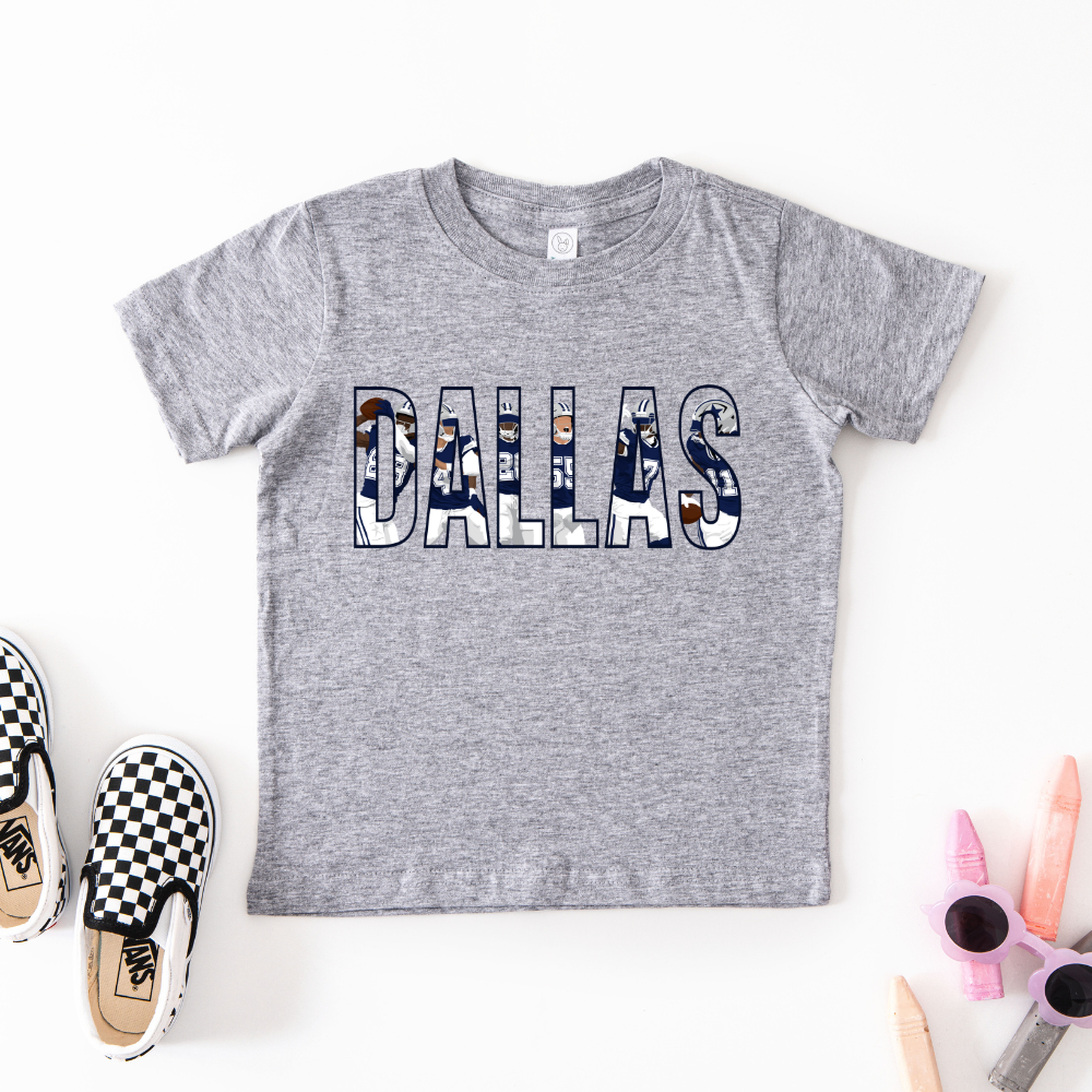 DALLAS Outline Football Players Youth Graphic Tee