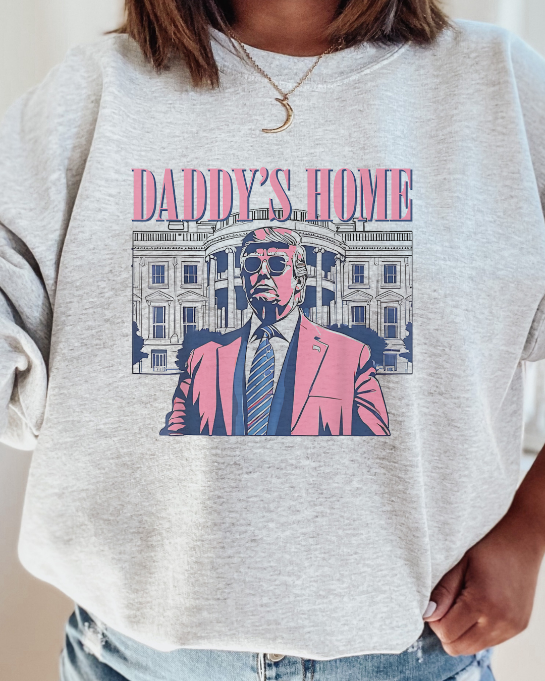 Daddy's Home Pastel Trump Adult Graphic Crewneck Pullover