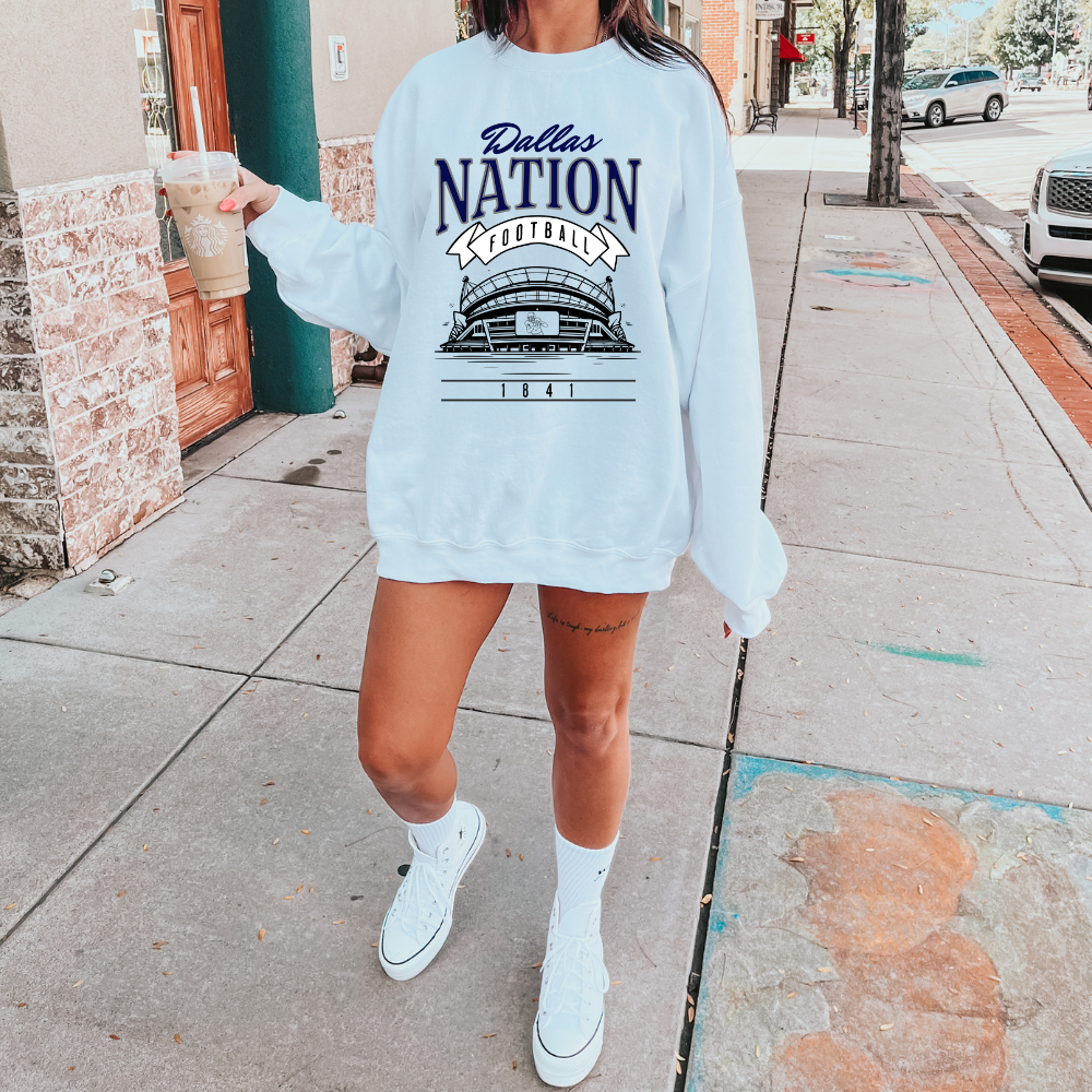 Dallas Nation Football Adult Graphic Crewneck Pullover