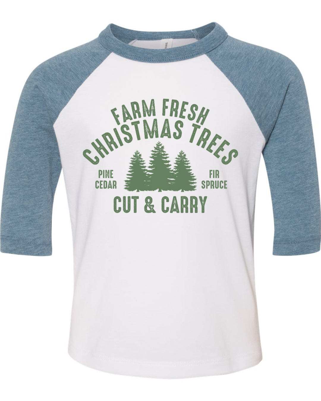 Farm Fresh Christmas Tree's Three Quarter Sleeve Toddler Tee