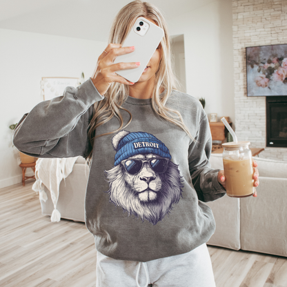 Detroit Lions Beanie Adult Crewneck Pullover