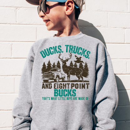 Ducks, Trucks, 8 Point Bucks Youth Graphic Sweatshirt