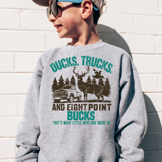 Ducks, Trucks, 8 Point Bucks Youth Graphic Sweatshirt
