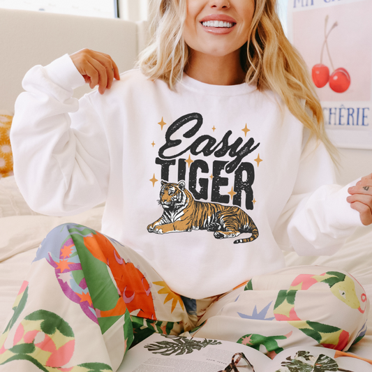 Easy Tiger Retro Band Adult Graphic Crewneck Pullover