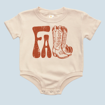 Fall Western Boots Baby Bubble Romper