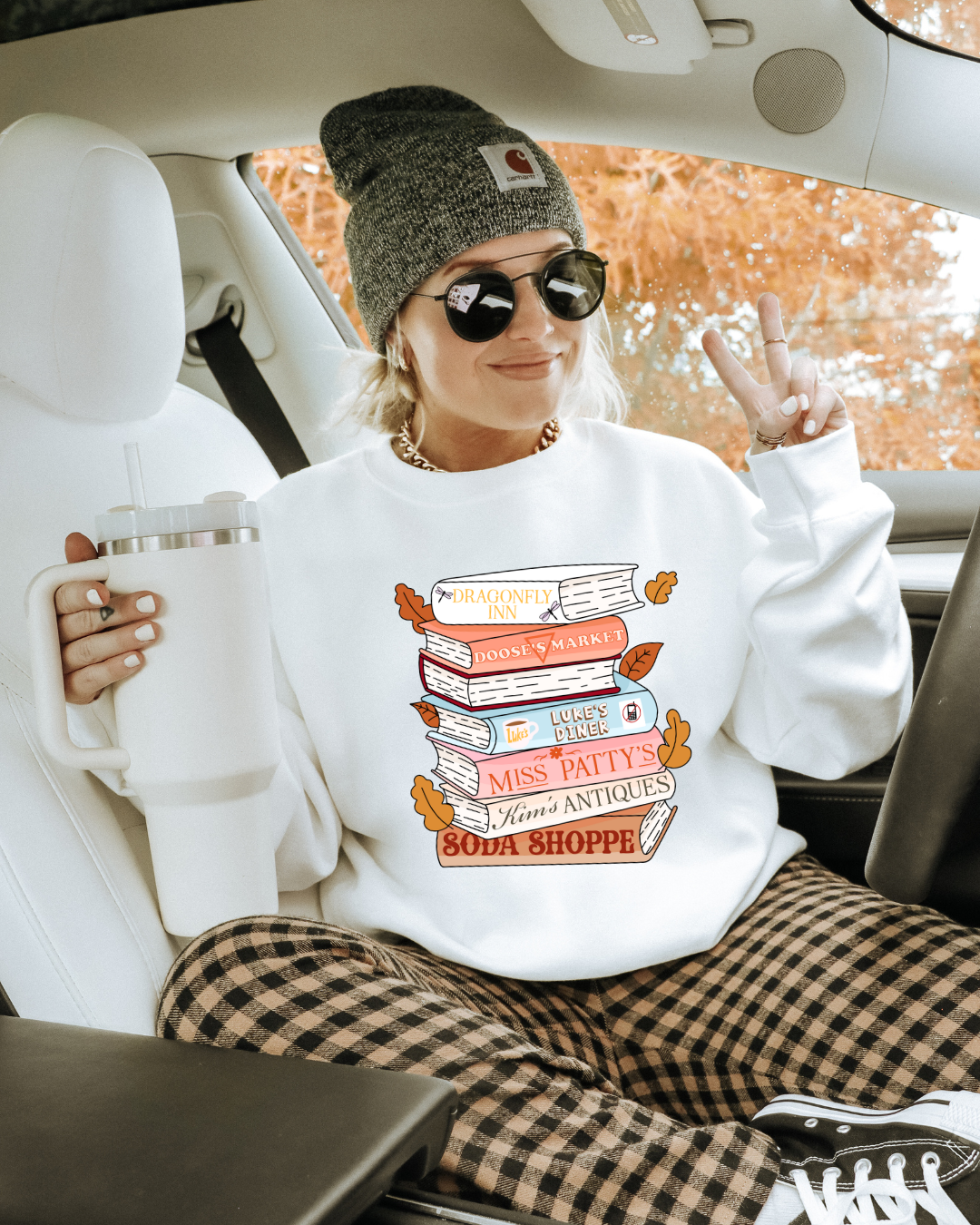 Fall Gilmore Girl Books Adult Graphic Crewneck Pullover