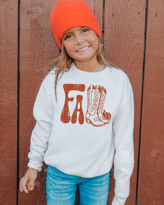Fall Western Boots Youth Graphic Sweatshirt