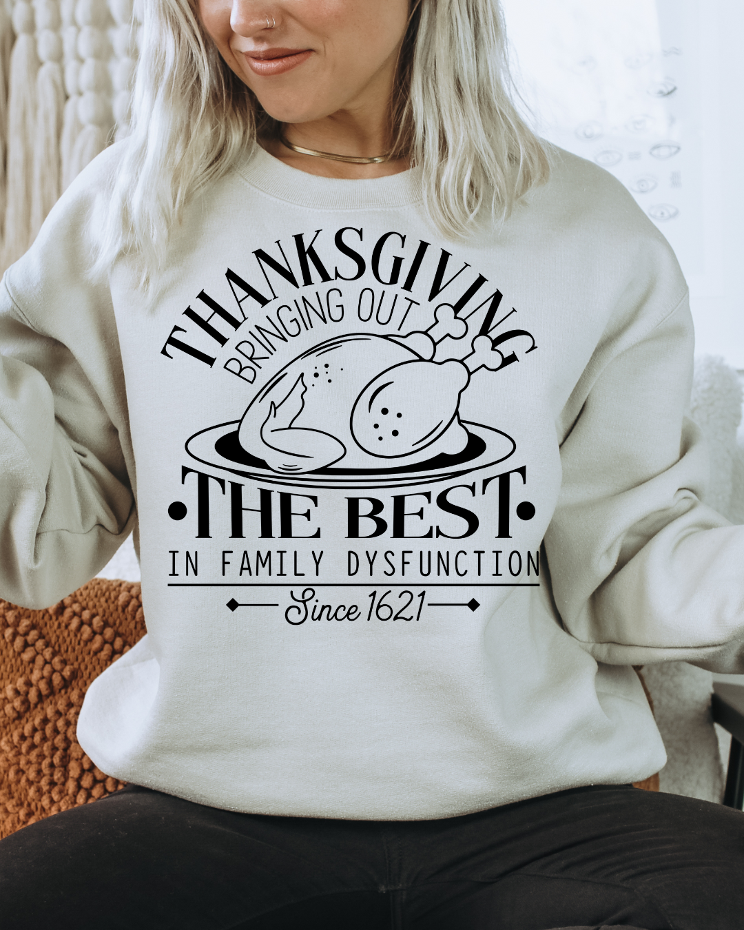 Family Dysfunction (Black) Adult Graphic Crewneck Pullover