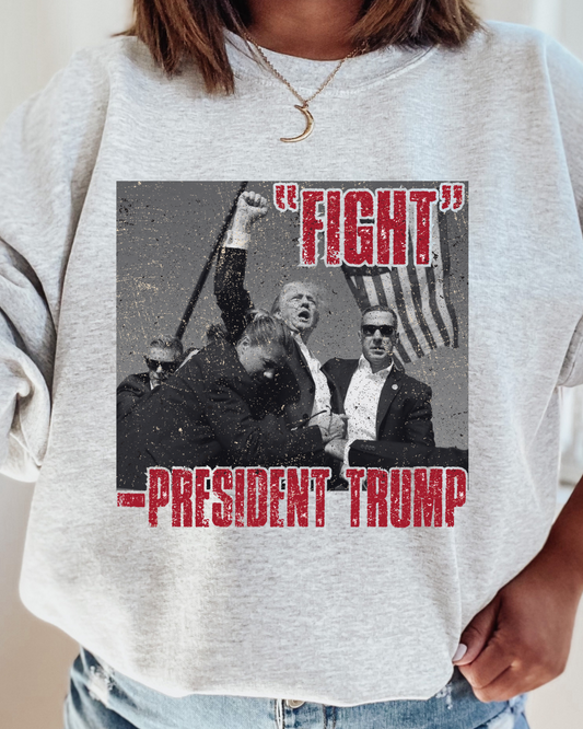 "Fight" President Trump Adult Graphic Crewneck Pullover