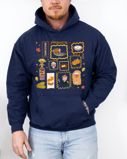 Friendsgiving Doodles Friends Adult Graphic Hoodie