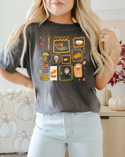 Friendsgiving Doodles Friends Adult Graphic Tee