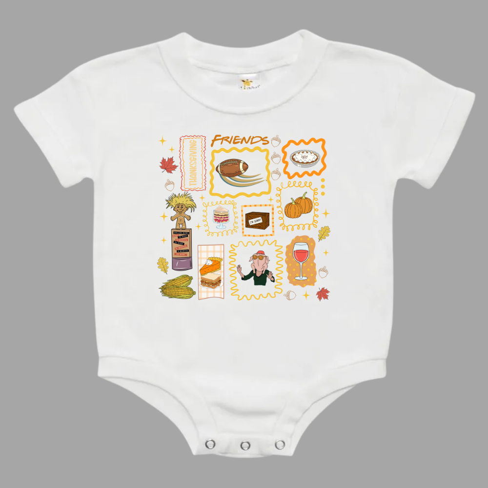 Friendsgiving Doodles Friends Baby Bubble Romper