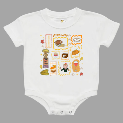 Friendsgiving Doodles Friends Baby Bubble Romper