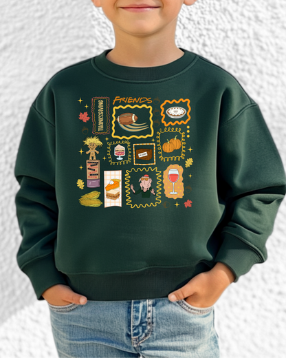 Friendsgiving Doodles Friends Youth Graphic Sweatshirt