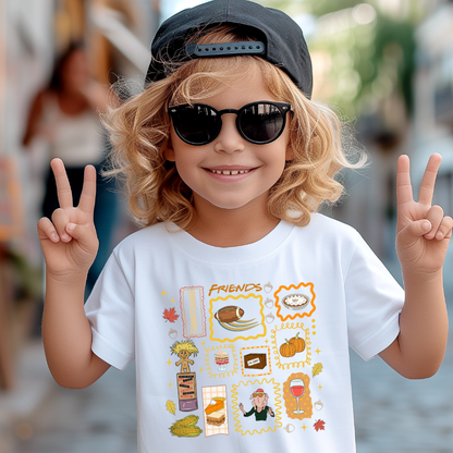 Friendsgiving Doodles Friends Youth Graphic Tee