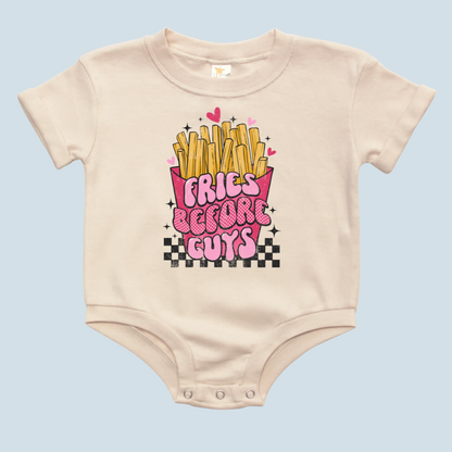 Fries Before Guys Checkered Baby Bubble Romper