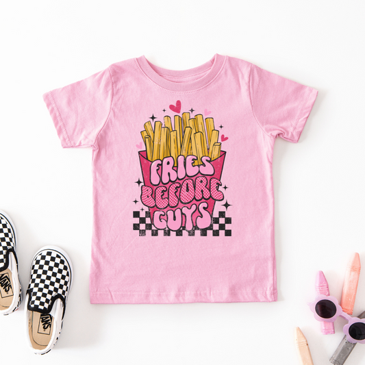 Fries Before Guys Checkered Youth Graphic Tee