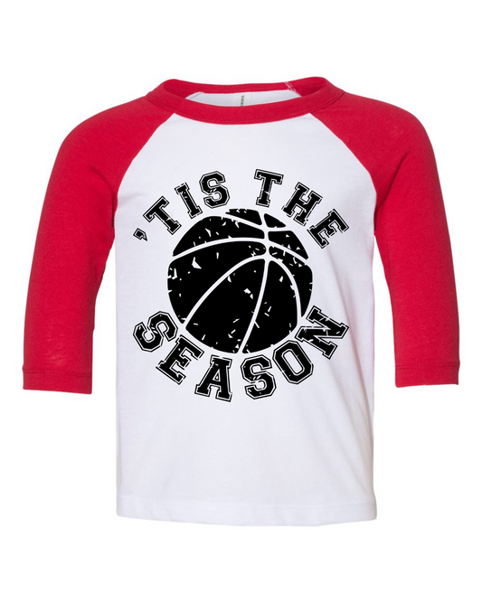 Sparkle Smiley Basketball Three Quarter Sleeve Toddler Tee