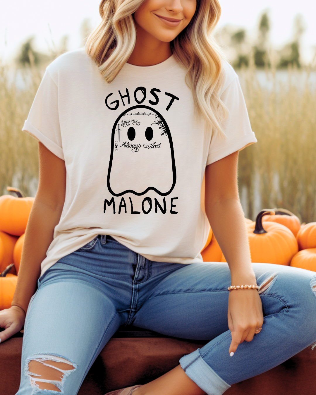 Ghost Malone Spooky Adult Graphic T-Shirt
