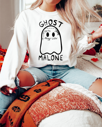 Ghost Malone Spooky Adult Graphic Crewneck Pullover