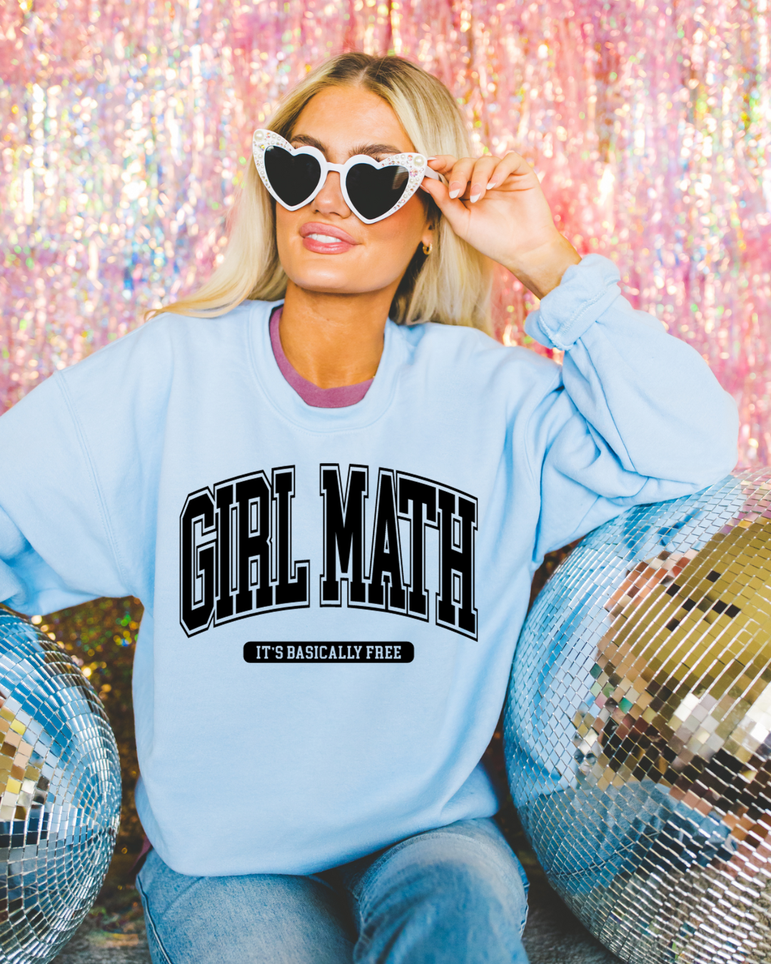 Girl Math Valentines Adult Crewneck Pullover