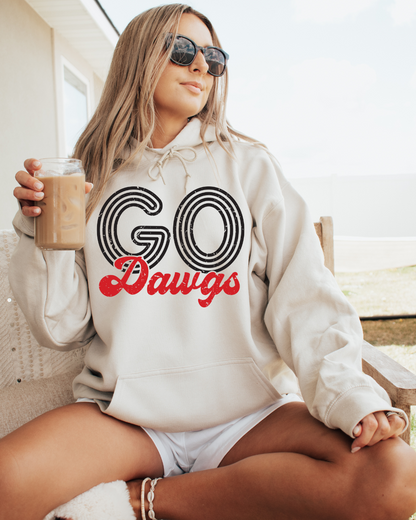 Go Dawgs Distressed Adult Graphic Hoodie