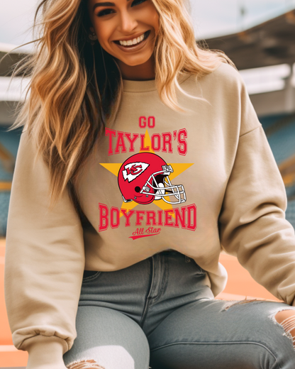 Go Taylor's Boyfriend NFL X Taylor Adult Graphic Crewneck Pullover