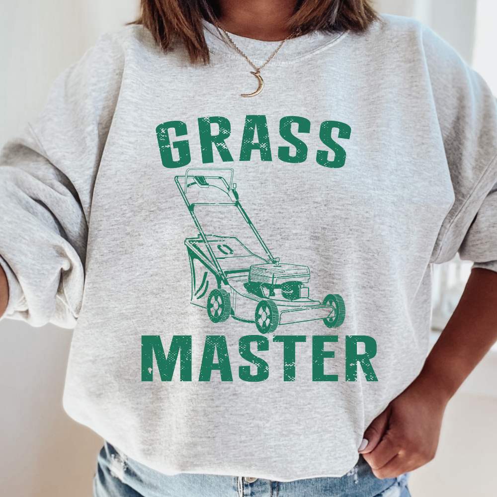 Grass Master Dad Adult Graphic Crewneck Pullover