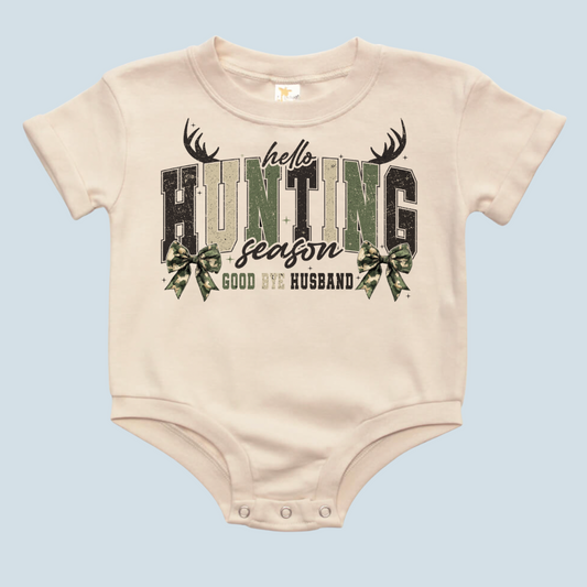 Hello Hunting Goodbye Husband Baby Bubble Romper