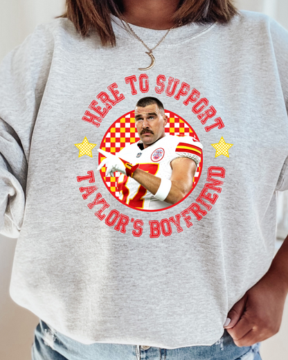 Here To Support Taylors BF NFL X Taylor Adult Graphic Crewneck Pullover