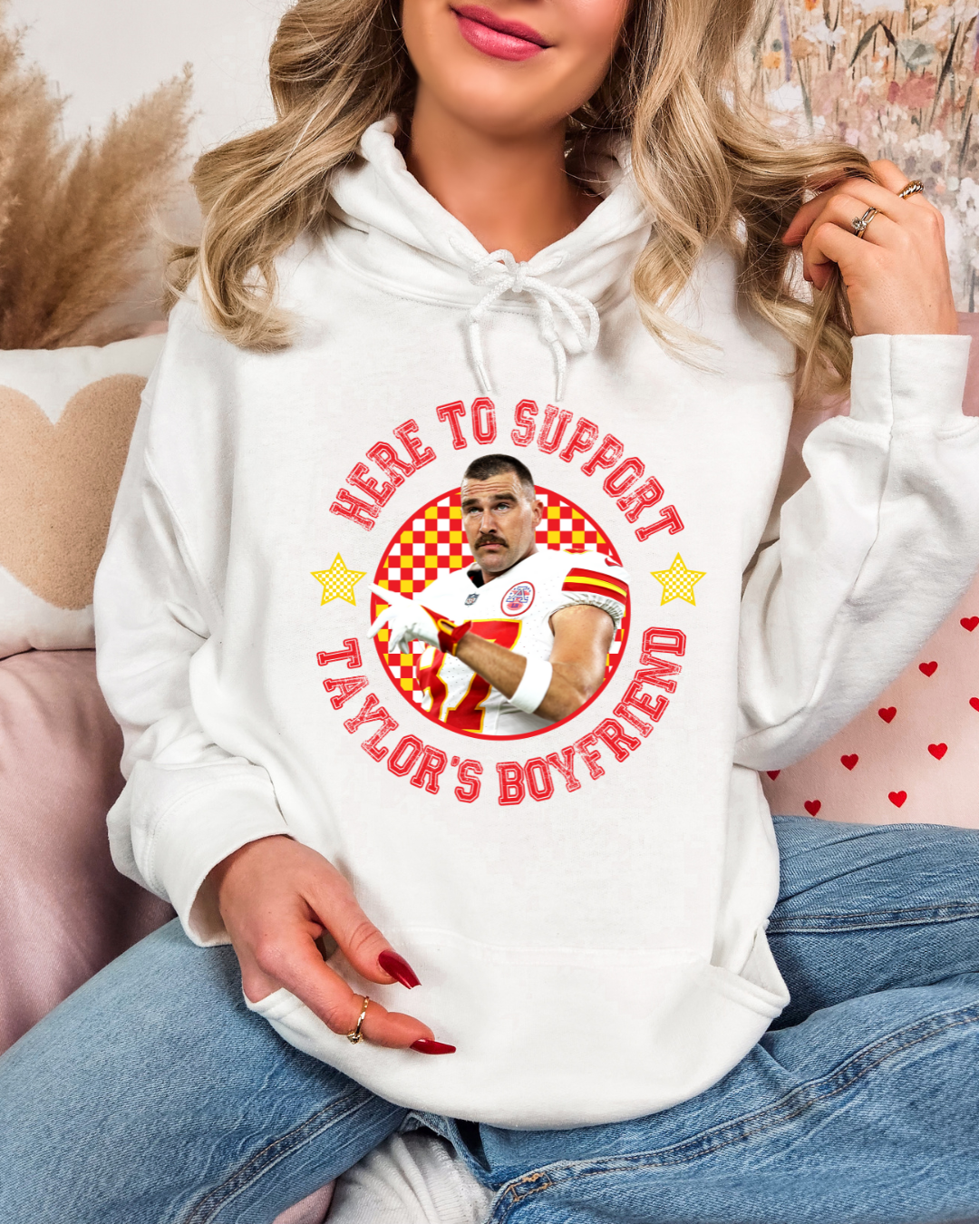 Here To Support Taylors BF NFL X Taylor Adult Graphic Hoodie